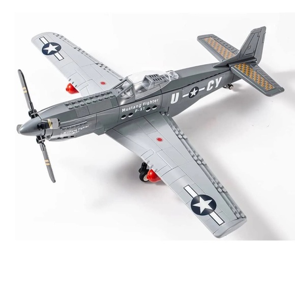 Military P-51 Mustang Fighter Jet Building Blocks Set, Army Plane Toy - Picture 1 of 6